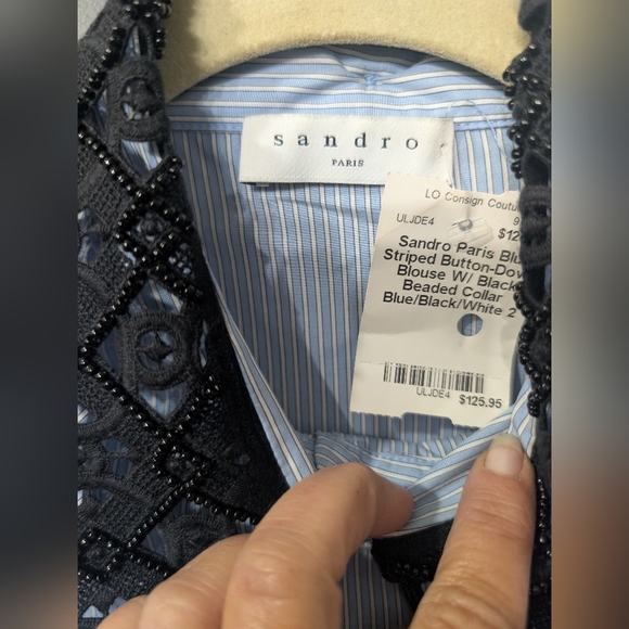 Sandro Carrillon Beaded Collar Dress Shirt - Picture 3 of 6